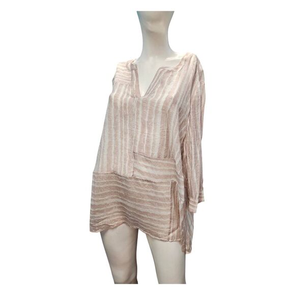 Chicos Pullover Blouse Top NEW TAGS Womens Large or Chicos 3 Tan Cream - Picture 3 of 9